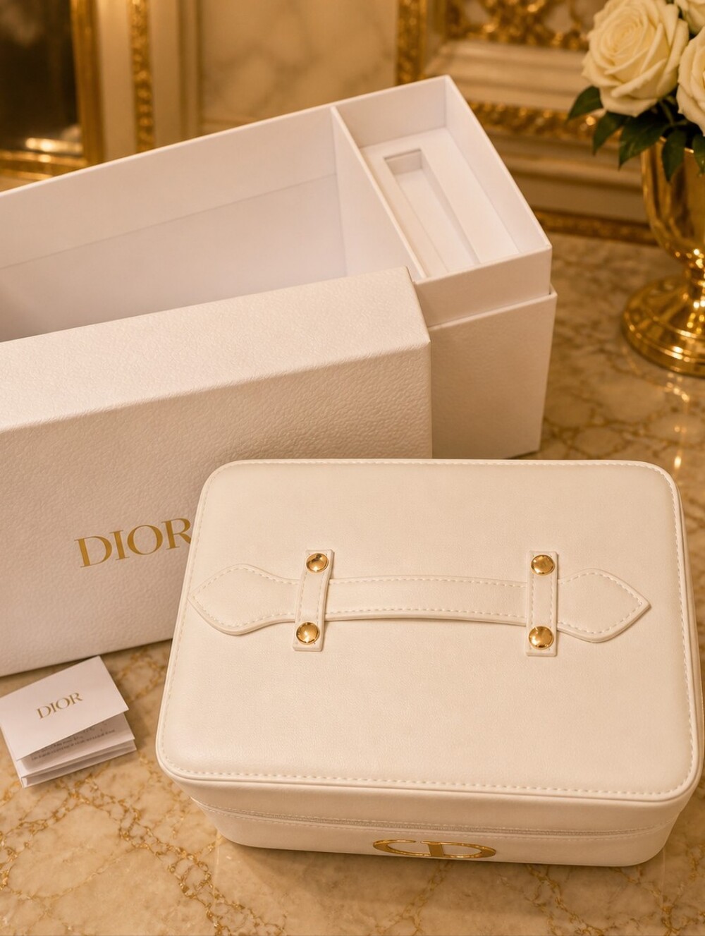Authentic DIOR Luxury Cosmetic Train Case  – White With Gold Hardware - NWT - Picture 5 of 10